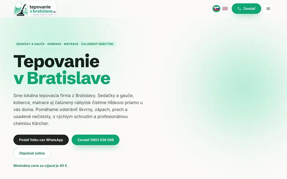 Web tepovanievbratislave.sk, ktorý sme postavili